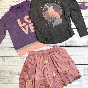 Girls Pink Skirt by Tea, coordinating tops, sz 6